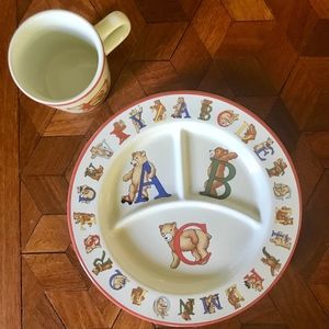 1994 Tiffany & Co. Alphabet Bear Plate & Cup